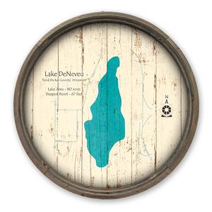 Lake Deneveu WI Map on a Barrel End by Lake Art (© Lake Art LLC) Product Thumbnail