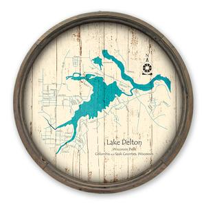 Lake Delton WI Dells Map on a Barrel End by Lake Art (© Lake Art LLC) Product Thumbnail