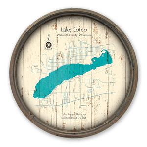 Lake Como WI Map on a Barrel End by Lake Art (© Lake Art LLC) Product Thumbnail
