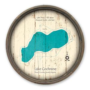 Lake Cochrane SD Map on a Barrel End by Lake Art (© Lake Art LLC) Product Thumbnail