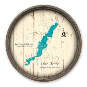 Lake Chetac WI Map on a Barrel End by Lake Art (© Lake Art LLC) Product Thumbnail