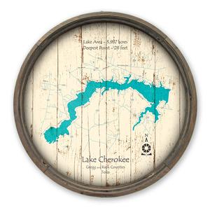 Lake Cherokee TX Map on a Barrel End by Lake Art (© Lake Art LLC) Product Thumbnail