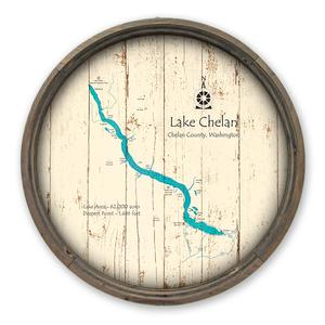 Lake Chelan WA Map on a Barrel End by Lake Art (© Lake Art LLC) Product Thumbnail