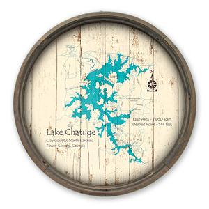 Lake Chatuge NC GA Map on a Barrel End by Lake Art (© Lake Art LLC) Product Thumbnail
