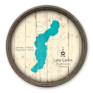 Lake Carlos MN Map on a Barrel End by Lake Art (© Lake Art LLC) Product Thumbnail