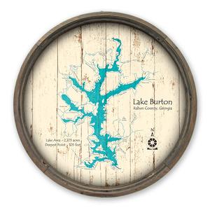 Lake Burton GA Map on a Barrel End by Lake Art (© Lake Art LLC) Product Thumbnail