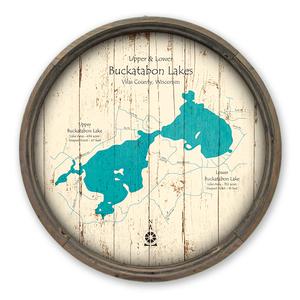 Lake Buckatabon WI Lakes Map on a Barrel End by Lake Art (© Lake Art LLC) Product Thumbnail