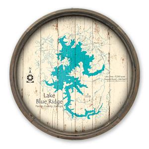 Lake Blue Ridge GA Map on a Barrel End by Lake Art (© Lake Art LLC) Product Thumbnail