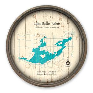 Lake Belle Taine MN Map on a Barrel End by Lake Art (© Lake Art LLC) Product Thumbnail
