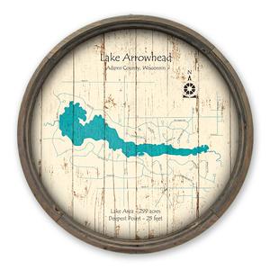 Lake Arrowhead WI Map on a Barrel End by Lake Art (© Lake Art LLC) Product Thumbnail