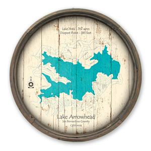 Lake Arrowhead CA Map on a Barrel End by Lake Art (© Lake Art LLC) Product Thumbnail