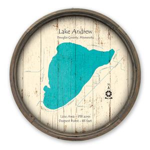 Lake Andrew MN Map on a Barrel End by Lake Art (© Lake Art LLC) Product Thumbnail