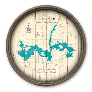 Lake Alice WI Map on a Barrel End by Lake Art (© Lake Art LLC) Product Thumbnail