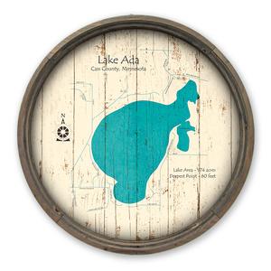 Lake Ada MN Map on a Barrel End by Lake Art (© Lake Art LLC) Product Thumbnail
