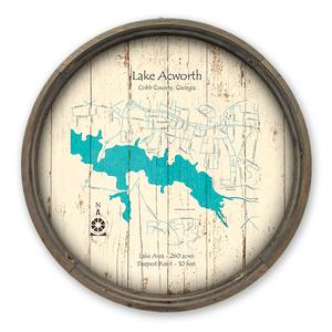 Lake Acworth, Georgia Map on a Barrel End by Lake Art (© Lake Art LLC) Product Thumbnail