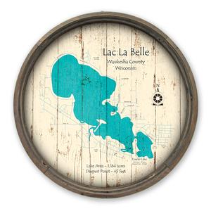Lac La Belle WI Map on a Barrel End by Lake Art (© Lake Art LLC) Product Thumbnail