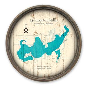 Lac Courte Oreilles WI Map on a Barrel End by Lake Art (© Lake Art LLC) Product Thumbnail