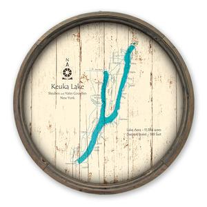 Keuka Lake NY Map on a Barrel End by Lake Art (© Lake Art LLC) Product Thumbnail