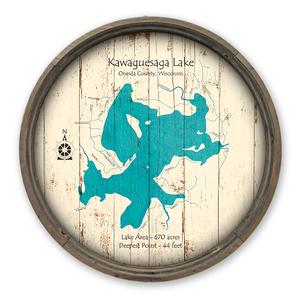 Kawaguesaga Lake WI Map on a Barrel End by Lake Art (© Lake Art LLC) Product Thumbnail