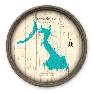 Kanopolis Lake KS Map on a Barrel End by Lake Art (© Lake Art LLC) Product Thumbnail