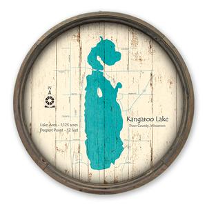Kangaroo Lake WI Map on a Barrel End by Lake Art (© Lake Art LLC) Product Thumbnail