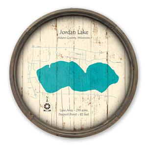 Jordan Lake WI Map on a Barrel End by Lake Art (© Lake Art LLC) Product Thumbnail