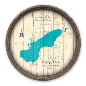 Jordan Lake MI Map on a Barrel End by Lake Art (© Lake Art LLC) Product Thumbnail