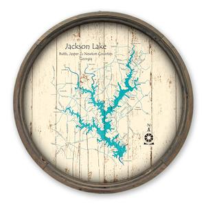 Jackson Lake GA Map on a Barrel End by Lake Art (© Lake Art LLC) Product Thumbnail