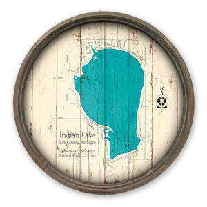 Indian Lake MI Map on a Barrel End by Lake Art (© Lake Art LLC) Product Thumbnail