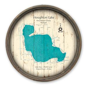 Houghton Lake MI Map on a Barrel End by Lake Art (© Lake Art LLC) Product Thumbnail
