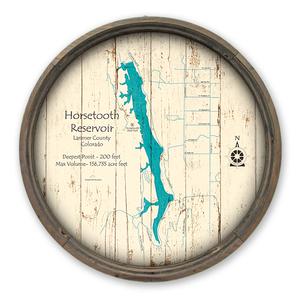 Horsetooth Reservoir CO Map on a Barrel End by Lake Art (© Lake Art LLC) Product Thumbnail