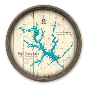 High Rock Lake NC Map on a Barrel End by Lake Art (© Lake Art LLC) Product Thumbnail