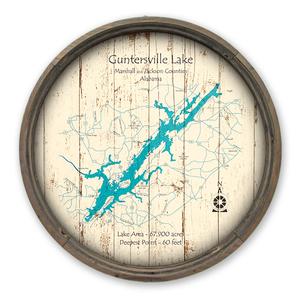 Guntersville Lake AL Map on a Barrel End by Lake Art (© Lake Art LLC) Product Thumbnail