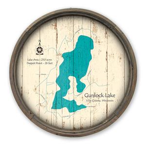 Gunlock Lake WI Map on a Barrel End by Lake Art (© Lake Art LLC) Product Thumbnail