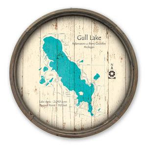 Gull Lake MI Map on a Barrel End by Lake Art (© Lake Art LLC) Product Thumbnail