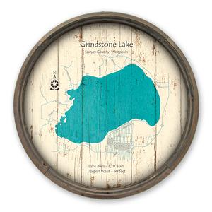 Grindstone Lake WI Map on a Barrel End by Lake Art (© Lake Art LLC) Product Thumbnail