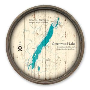 Greenwood Lake NY NJ Map on a Barrel End by Lake Art (© Lake Art LLC) Product Thumbnail