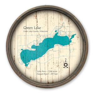Green Lake WI Map on a Barrel End by Lake Art (© Lake Art LLC) Product Thumbnail