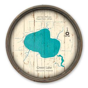 Green Lake MN Map on a Barrel End by Lake Art (© Lake Art LLC) Product Thumbnail
