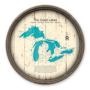 The Great Lakes USA Map on a Barrel End by Lake Art (© Lake Art LLC) Product Thumbnail