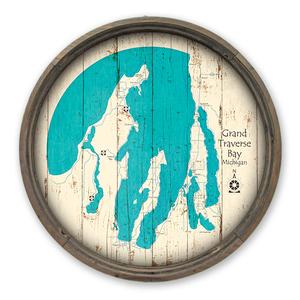 Grand Traverse Bay MI Map on a Barrel End by Lake Art (© Lake Art LLC) Product Thumbnail