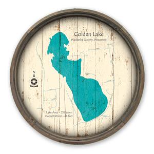 Golden Lake WI Map on a Barrel End by Lake Art (© Lake Art LLC) Product Thumbnail