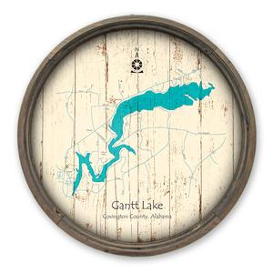 Gantt Lake AL Map on a Barrel End by Lake Art (© Lake Art LLC) Product Thumbnail