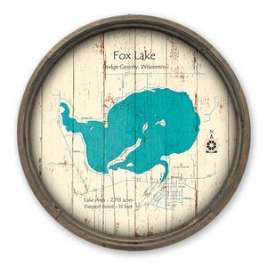 Fox Lake WI Map on a Barrel End by Lake Art (© Lake Art LLC) Product Thumbnail