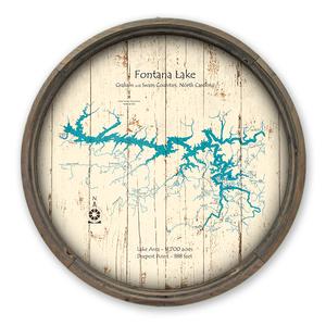 Fontana Lake NC Map on a Barrel End by Lake Art (© Lake Art LLC) Product Thumbnail