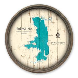 Flathead Lake MT Map on a Barrel End by Lake Art (© Lake Art LLC) Product Thumbnail