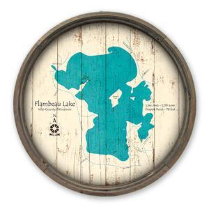 Flambeau Lake WI Map on a Barrel End by Lake Art (© Lake Art LLC) Product Thumbnail