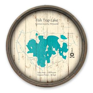 Fish Trap Lake MN Map on a Barrel End by Lake Art (© Lake Art LLC) Product Thumbnail