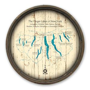 Finger Lakes of NY Map on a Barrel End by Lake Art (© Lake Art LLC) Product Thumbnail
