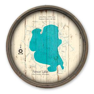 Fence Lake WI Map on a Barrel End by Lake Art (© Lake Art LLC) Product Thumbnail